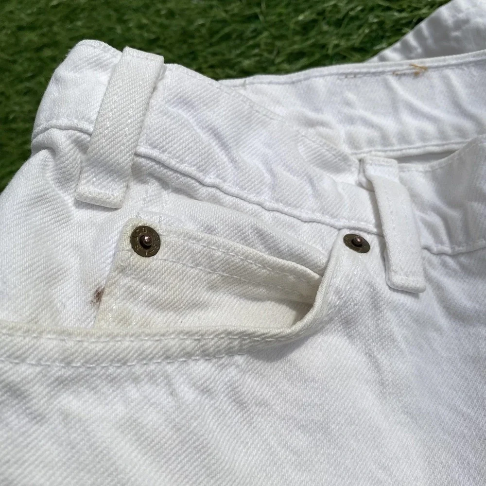 Vintage Levis 550 Shorts Mens 36 White Denim Relaxed Fit Made‎ USA 90s Jeans